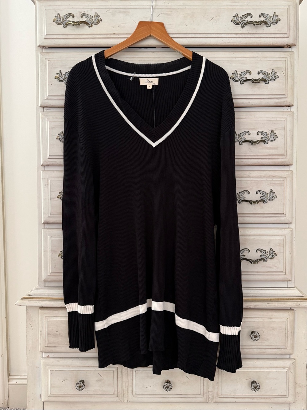 Vici Black Oversized Varsity Sweater